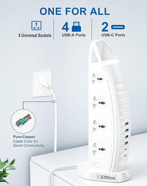 EMBOX Cube Extension Board with USB Port with Universal Sockets with O